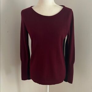 Ann Taylor Burgundy/Black Cashmere Crew Neck Sweater sz S/M